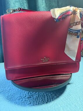 kate spade Pink Leather Crossbody Bag with Scarf Accent 10x8